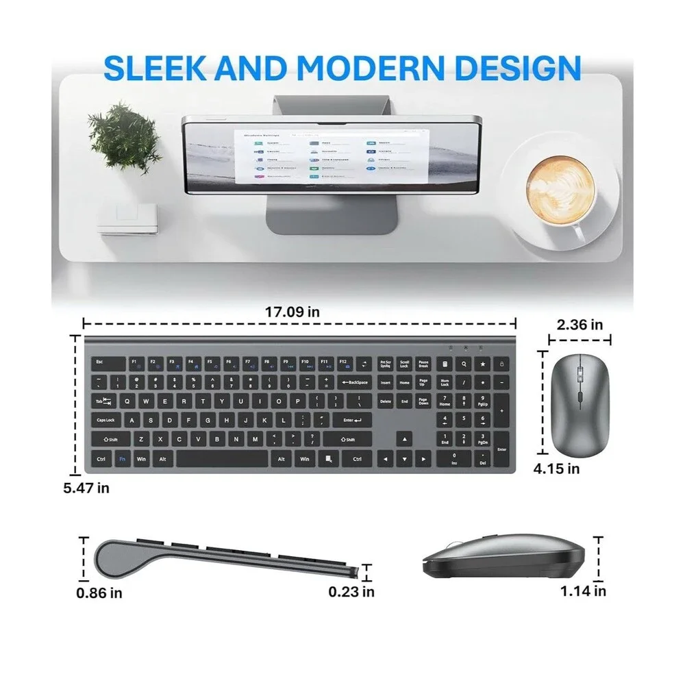 Wireless Keyboard and Mouse Combo, Full Size Long Battery Life